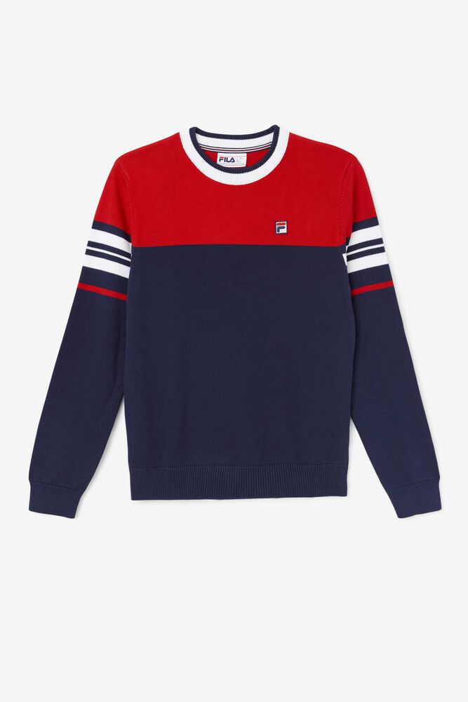 Fila Everly Sweater Navy/Red Sweatshirt Mens - NZ 51436-GIJM